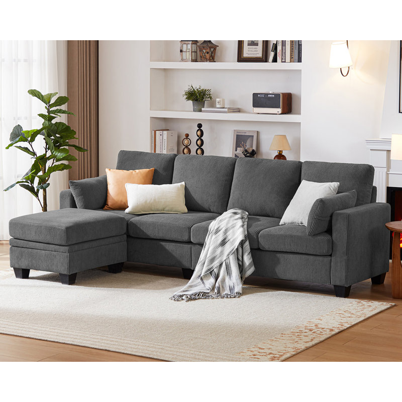 Canapé modulaire en Corduroy, Gris foncé