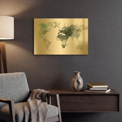 'Water World MF969-0978' By Design Fabrikken Gold Metal Wall Art, 24" x 16"