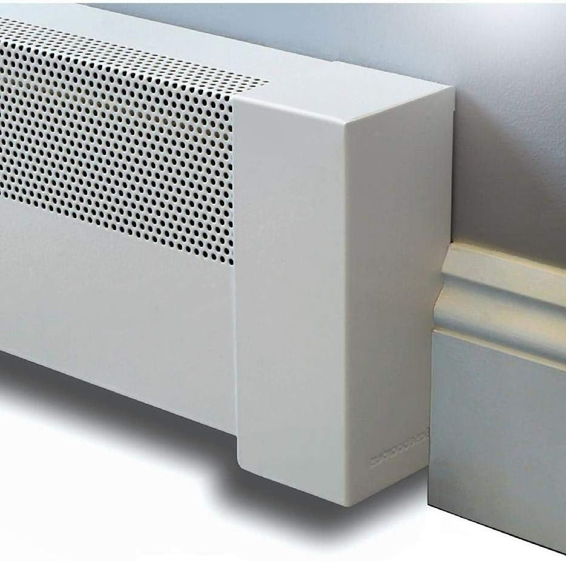 Baseboarders Basic Steel Easy Slip-On Baseboard Heater Cover Right Side Closed End Cap - White