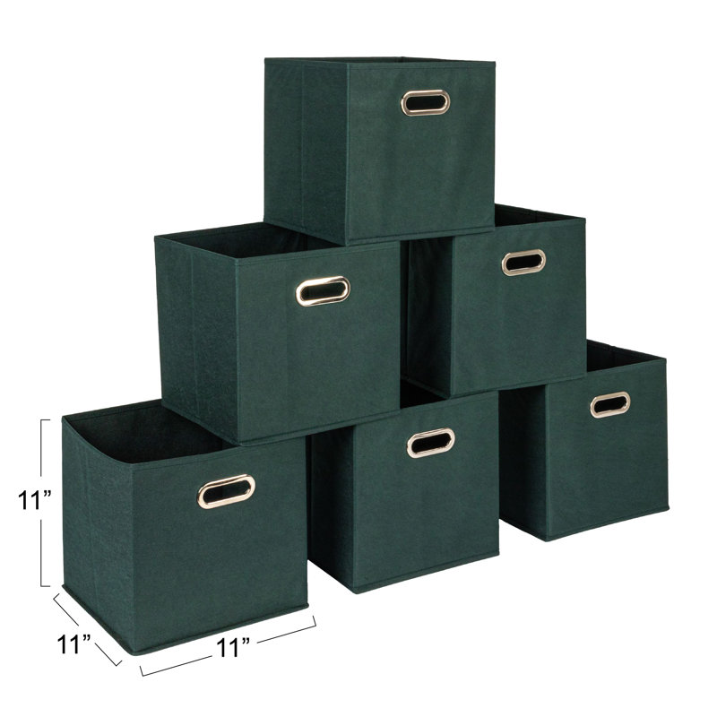 Wayfair Basics® Open Fabric Storage Bin Set, Dark Green