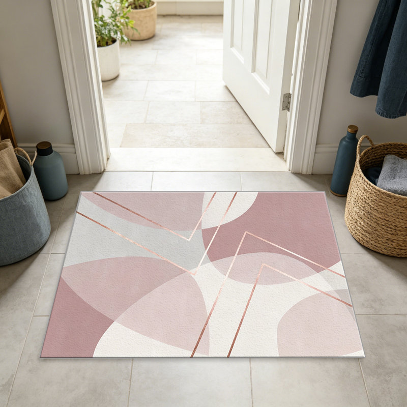Blush Rose Gold Abstract Geometric carpet-easy to clean, machine-washable, soft and comfortable; suitable for door mats, kitchens, living rooms, bedrooms, corridors, and laundry areas. Easy to clean, durable carpet for home decoration.