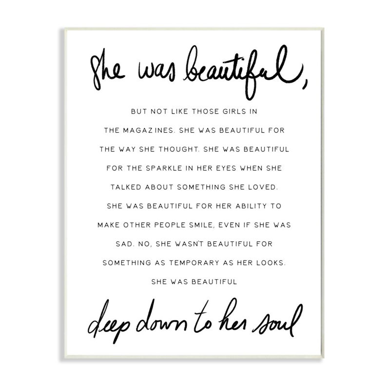 «She Was Beautiful Quote Inspirational Feminine Expression» par Elise Catterall - impression, H 19 po x l 13 po