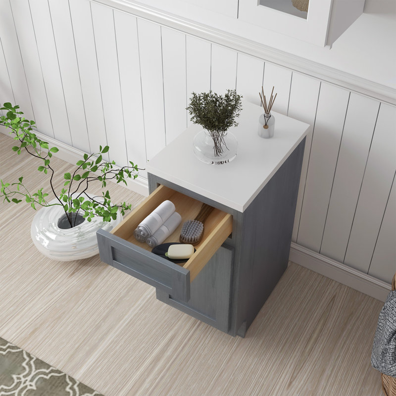 Base de meuble-lavabo simple Heyward, H 32,5 po x l 15 po x P 21 po, Argent