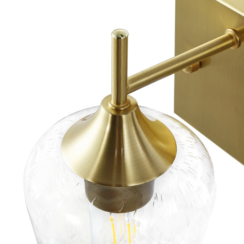 Faning 1 - Light Dimmable Armed Sconce Wall Light, Gold, Clear Seeded
