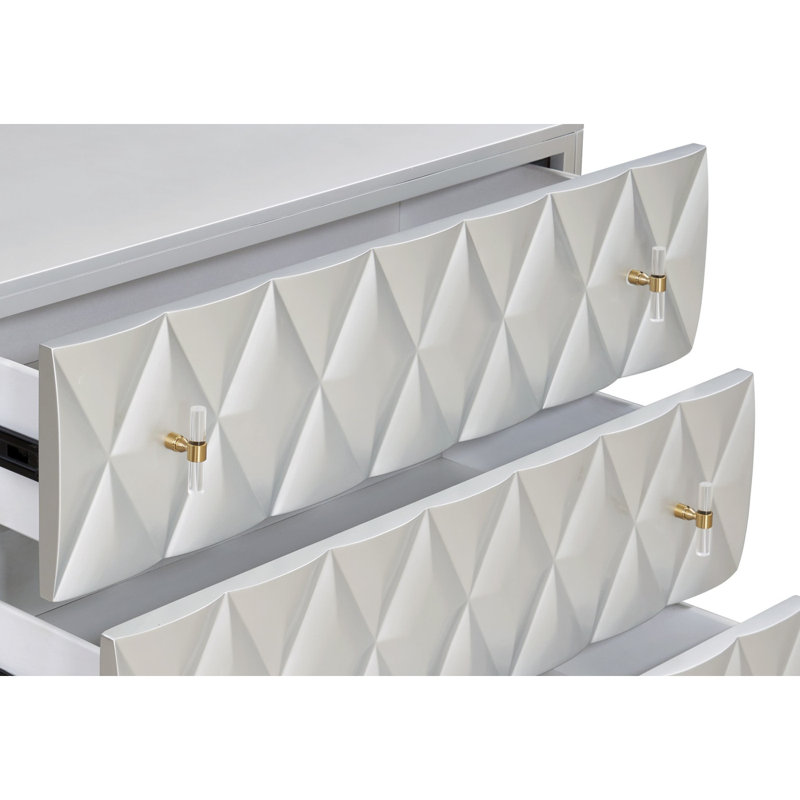 Metallic And Champagne 3-Drawer Console Cabinet