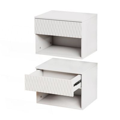 Ensemble de 2 tables de chevet murales peu encombrantes avec tiroir et table de chevet