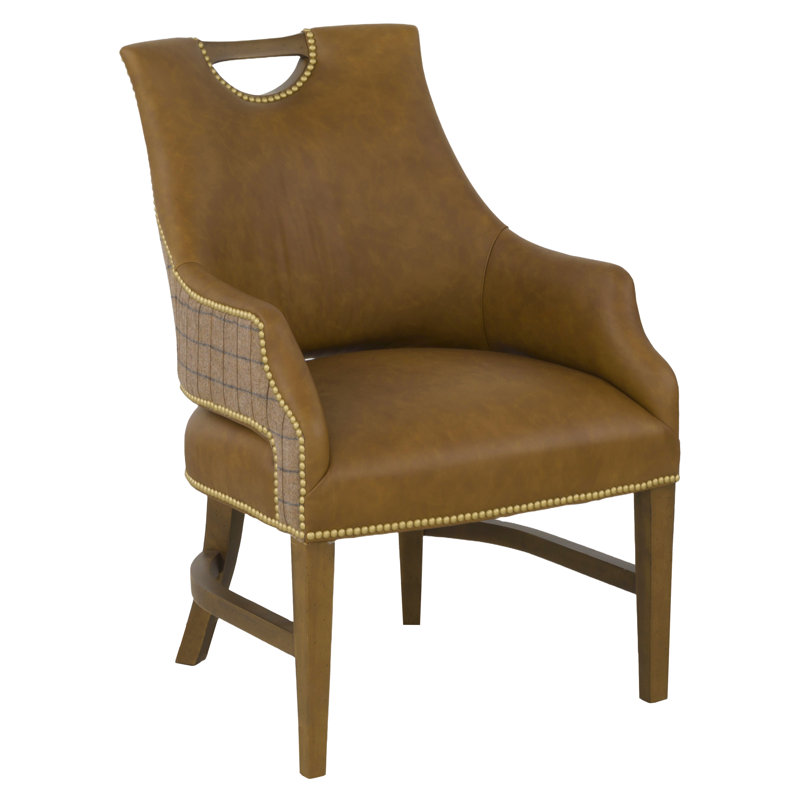 Leather Armchair, Tobacco, Small Aged Bronze, 1130 Pottery