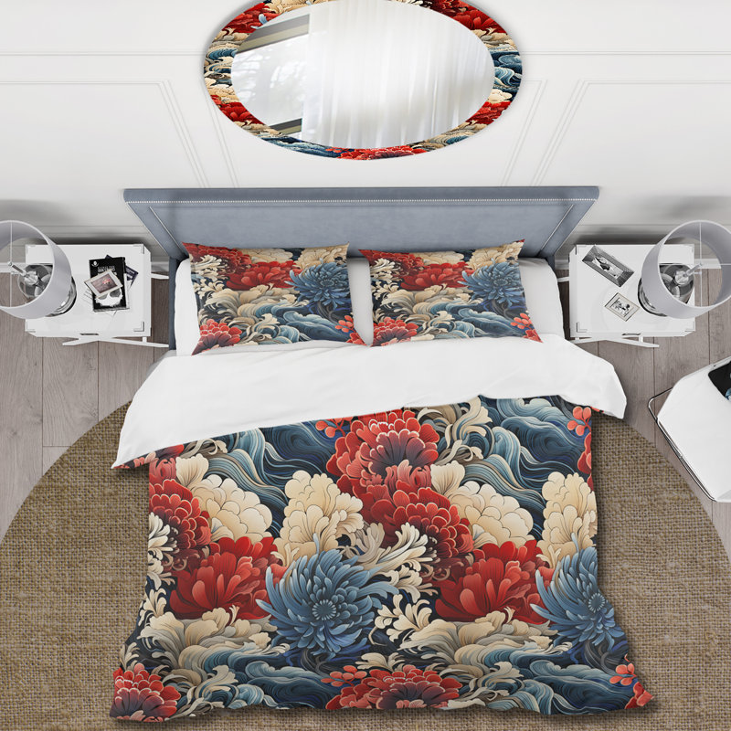 Ensemble de housse de couette Woodblock Impressions, Housse de couette simple + 1 taie décorative stan