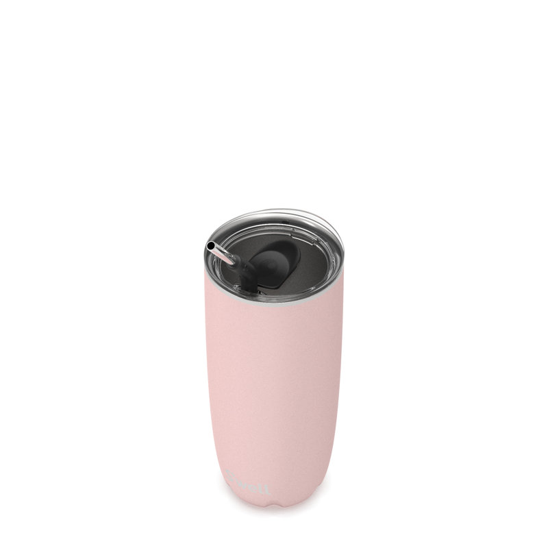 Swell Stainless Steel Tumbler with Straw - Pyrite - Triple-Layered Vacuum-Insulated Containers, Pink Topaz, 24 oz.