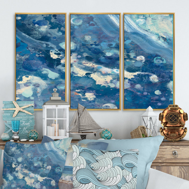 «Water III», ensemble d'art mural sur toile encadré nautique et côtier