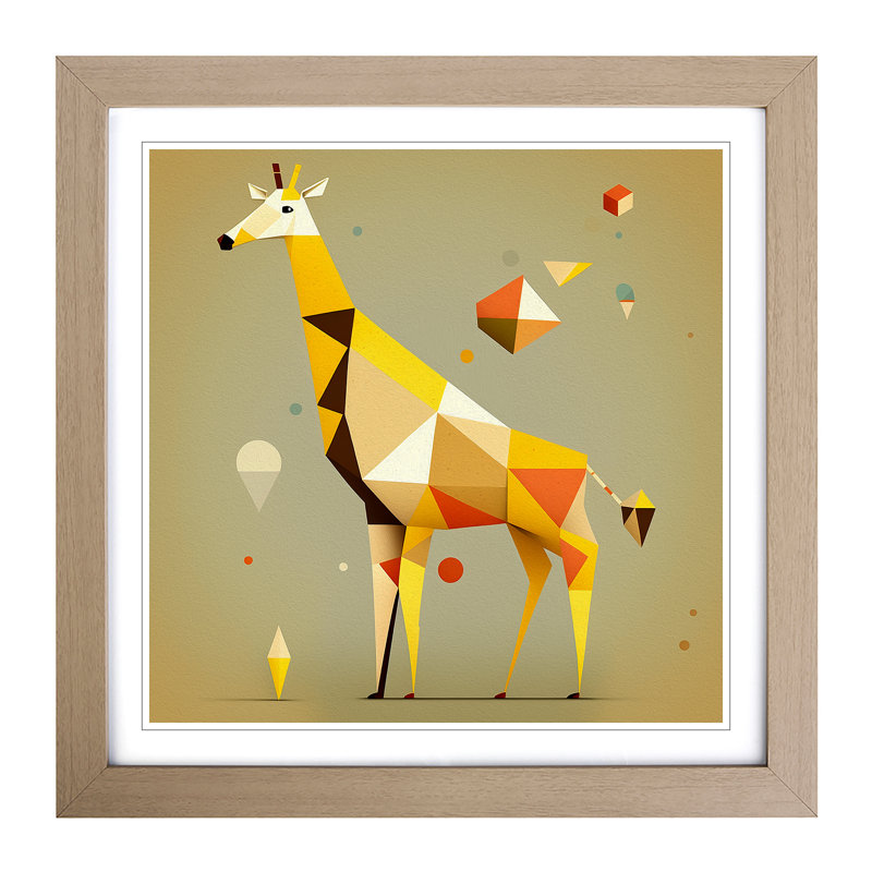Giraffe Suprematism - Framed Print, Oak