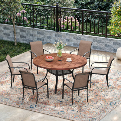 Ensemble repas d'extérieur pour 6 personnes avec chaises empilables