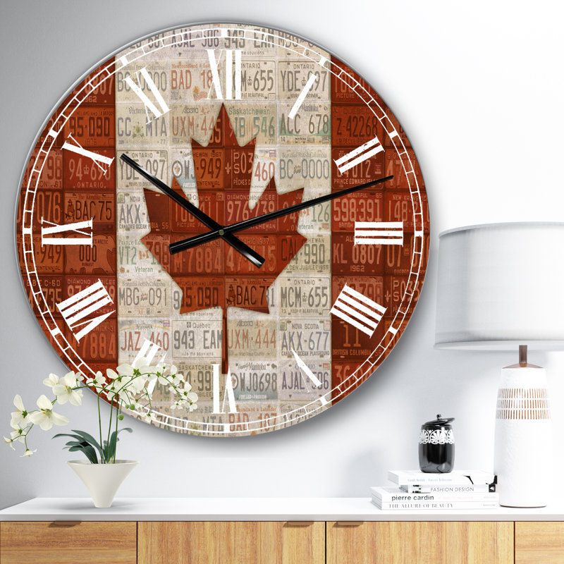 Horloge murale traditionnelle sur plaque Canada, Surdimensionné
