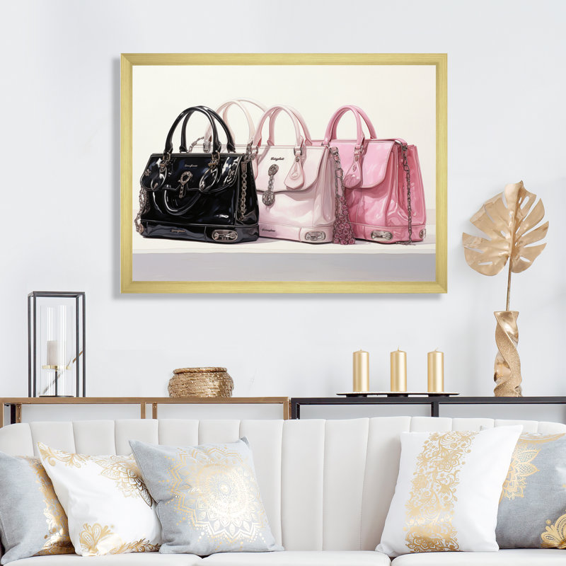 «All I Need Is My Designer Bag I», H 24 po x l 32 po x P 1 po, Cadre doré simple