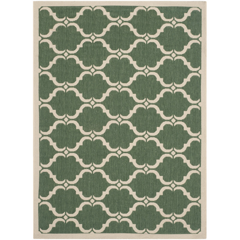Arneshia Geometric Green/Beige Indoor / Outdoor Area Indoor/Outdoor Area Rug, Rectangle 4' x 5'7"