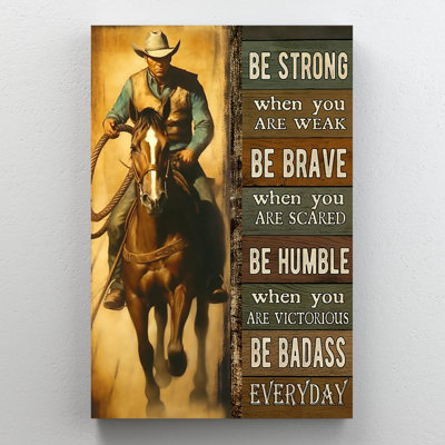 «Cowboys Riding Horse Be Strong», reproduction d'art rectangulaire sur toile tendue sur toile tendue
