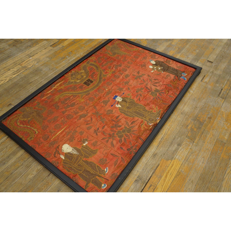 Antique Textile Chinese  Red 1850s Rug