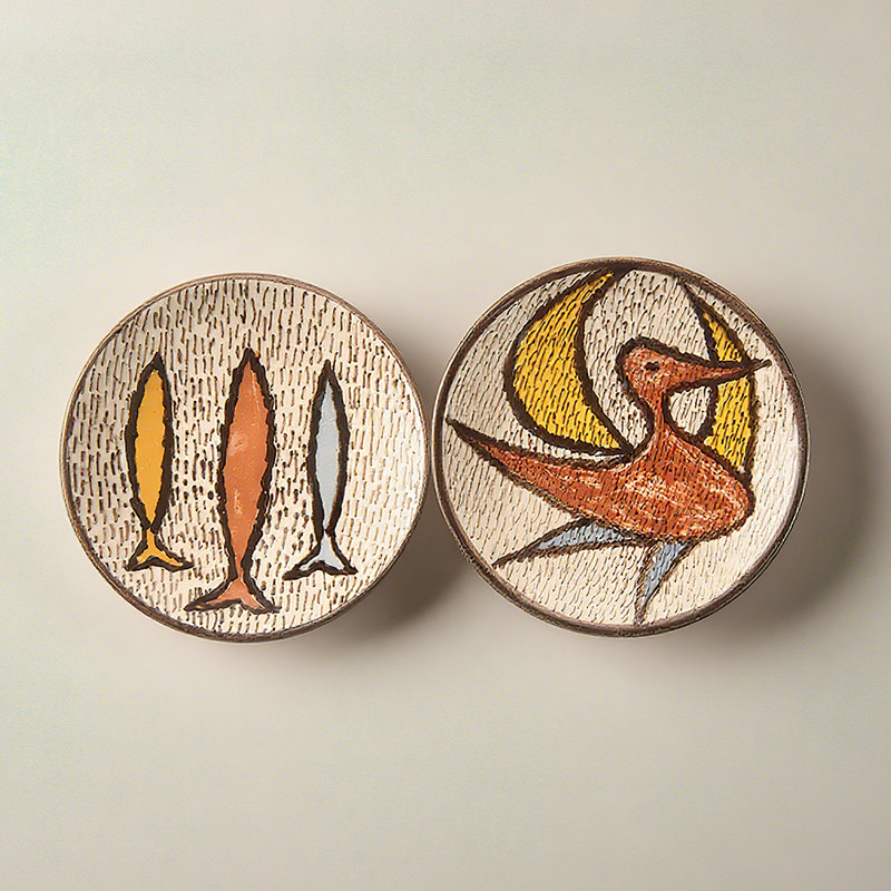 Assiette de poisson peinte à la main / plaque d'oiseau, plaque murale en céramique
