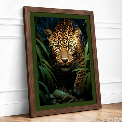 Leopard Emerges Boho 1 Piece Single Picture Frame Wall Art