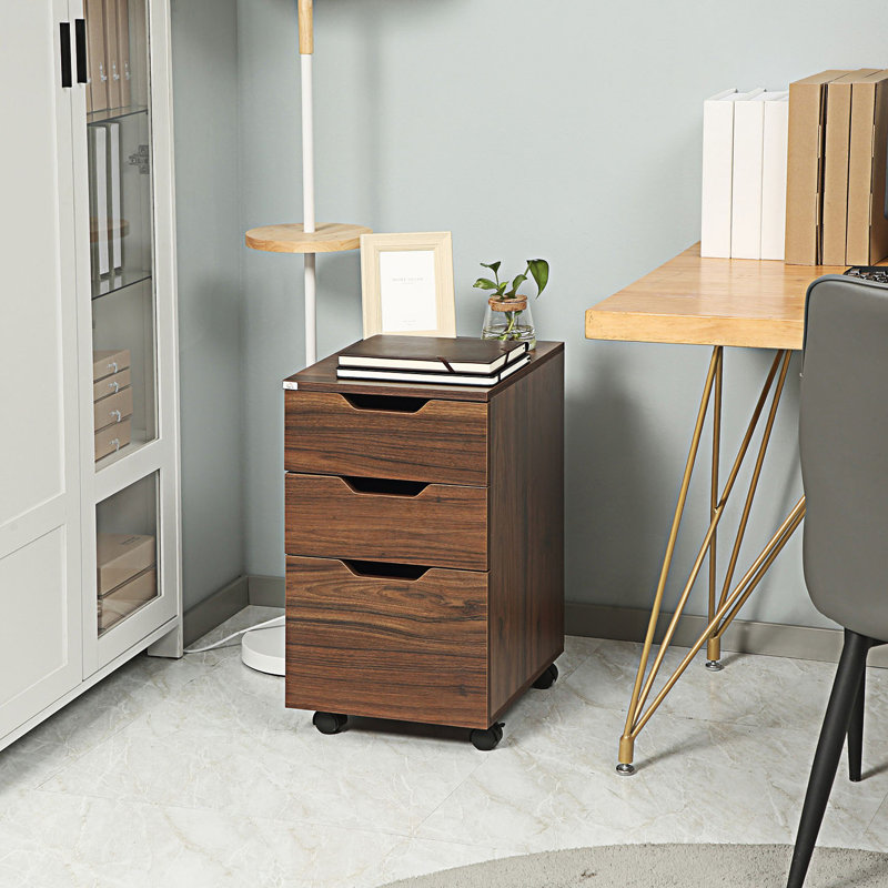 Hilliary 15.75'' Wide 3 -Drawer Mobile File Cabinet, Brown