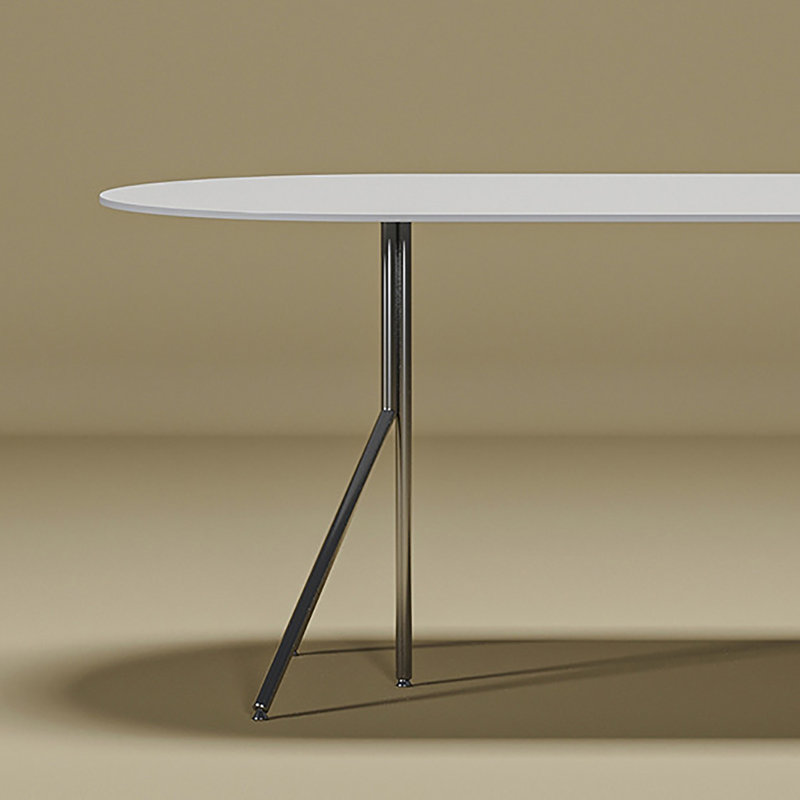 Table de salle à manger ovale en ardoise et acier inoxydable, H 29,5 po x L 63 po x l 31,5 po, Noir, noir, noir, noir
