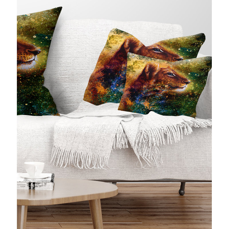 Coussin Th Thingful Lion Cub - Animal Print, Rectangulaire, 12 po x 20 po