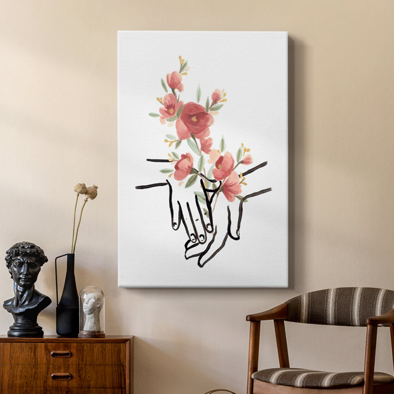Mains et fleurs III - Cavas de galerie sur mesure