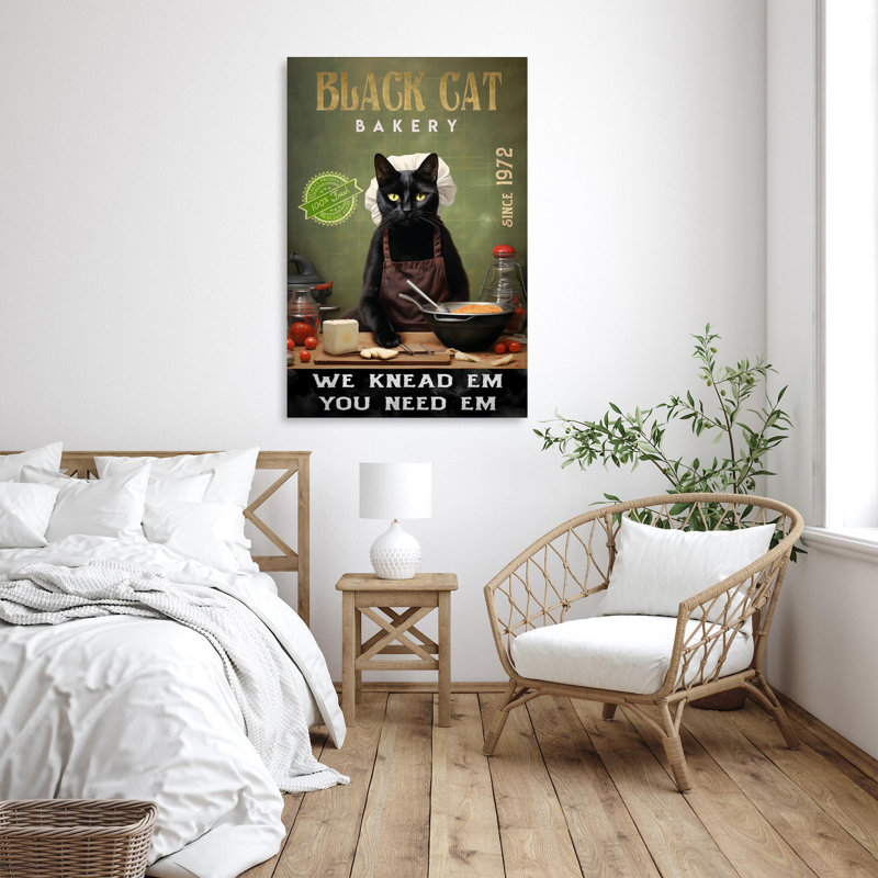 «Black Cat Bakery» sur impression sur toile, H 36 po x l 24 po x P 1,25 po