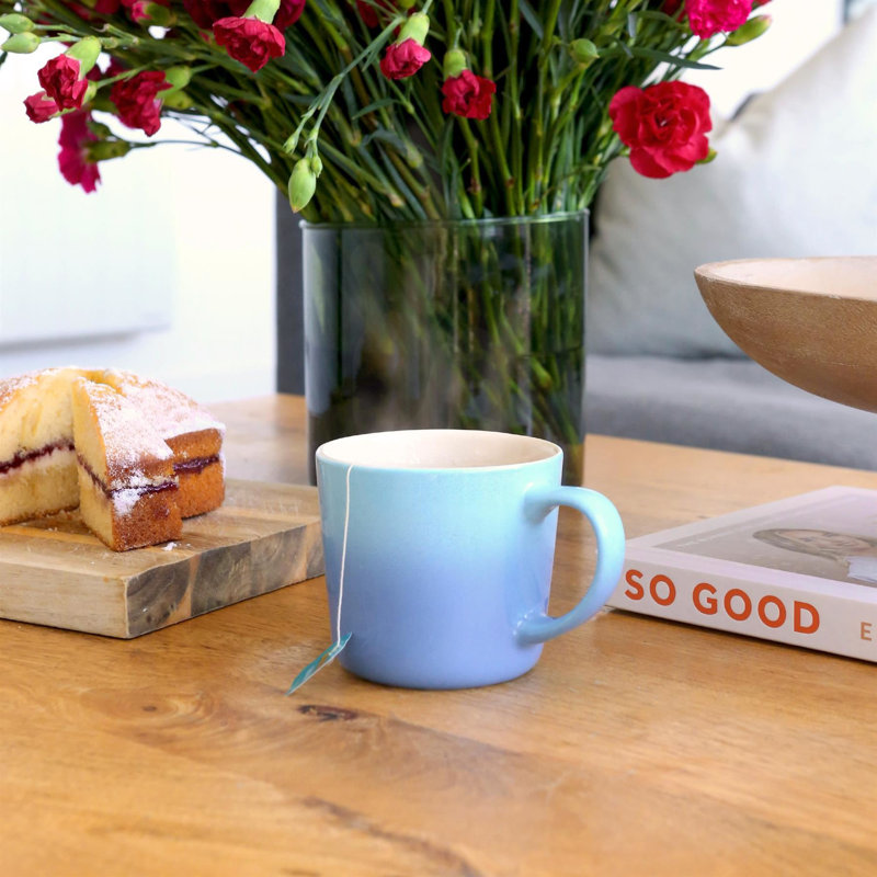 Argon Tableware - 330ml Ombre Coffee Mug - Glazed New Bone China Drinking Cup, Blue, 4