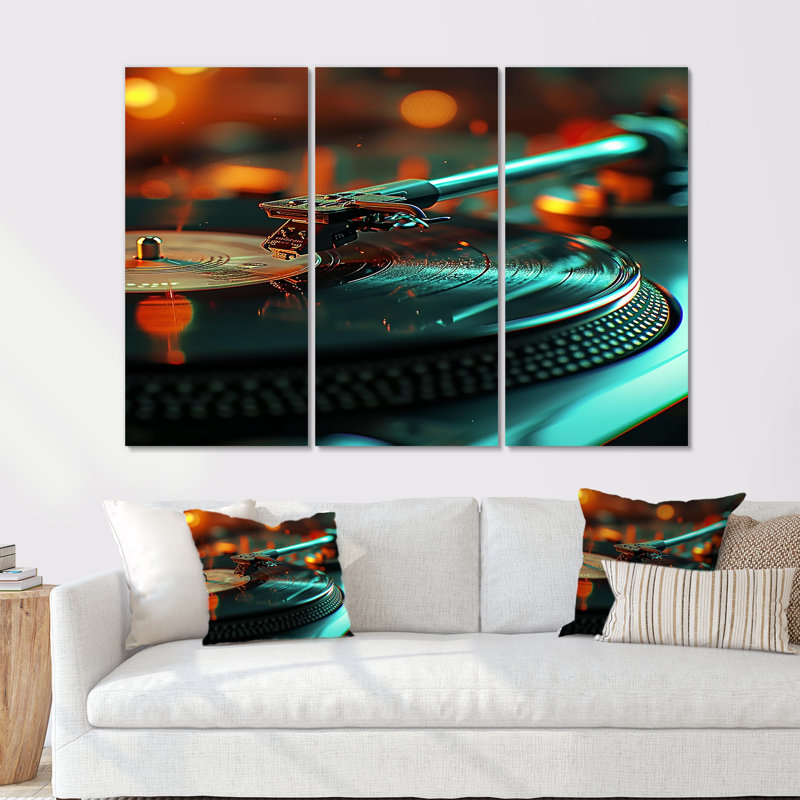 Ensemble de décorations murales Blue Neon, Toile tendue, H 32 po x l 48 po x P 1 po
