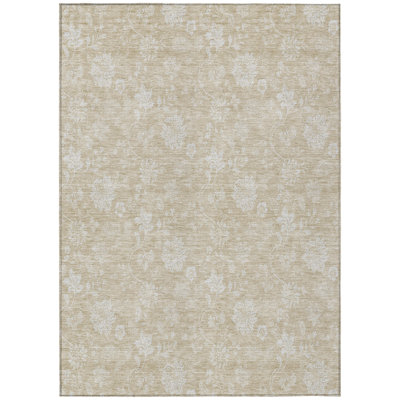 Myqueal Washable Floral Indoor / Outdoor Rug