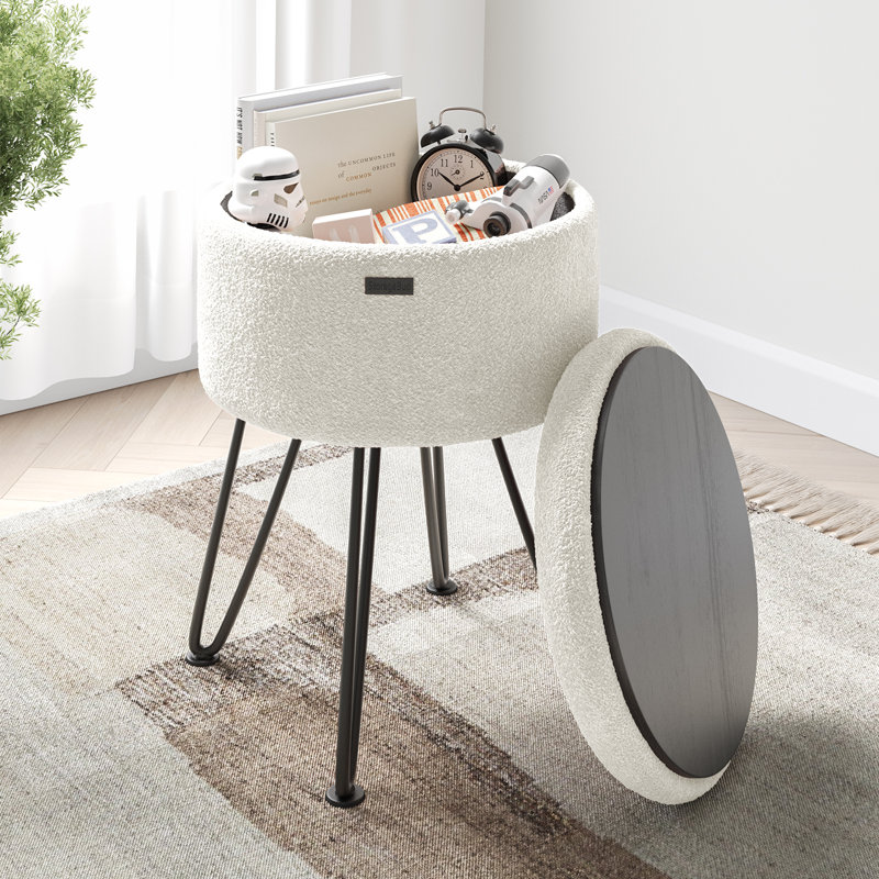 Table d'appoint moderne avec rangement, Noir, Boucle blanche 