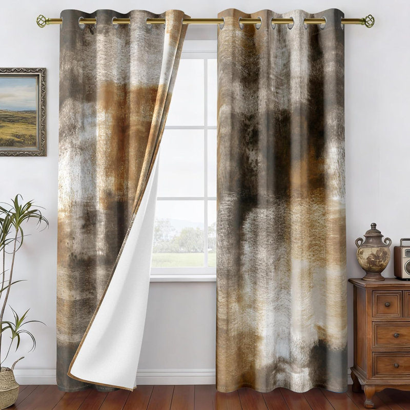 Abstract Rust Colored Curtains, Brown