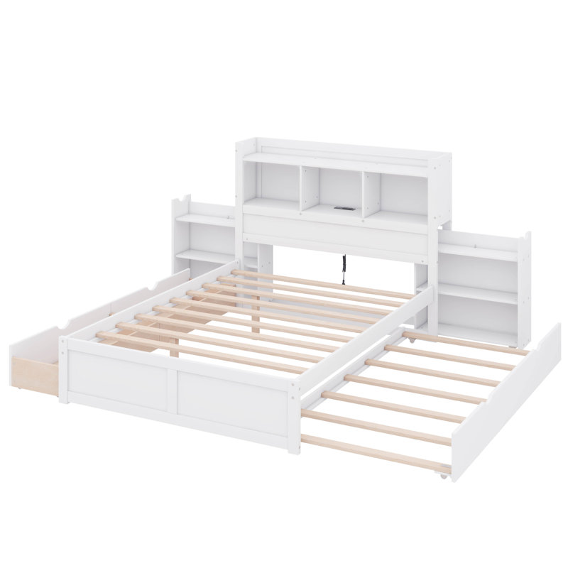 Loletha Full Size Storage Platform Bed with Pull Out Shelves, White