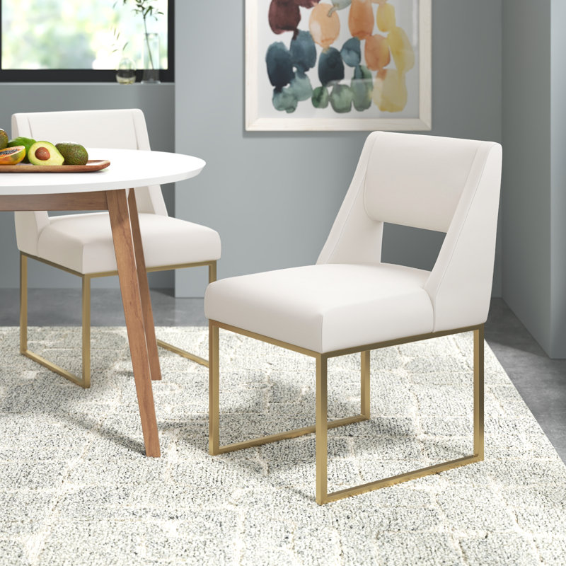 Chaise en similicuir Jayce Stefania, Crème végétalien en cuir