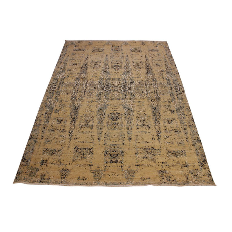 Tapis brun clair / gris en laine noué à la main de style sud-ouest Fairhaven 10 pi x 14 pi