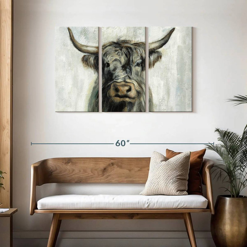 Vache Highland horizontale, H 28 po x l 45 po