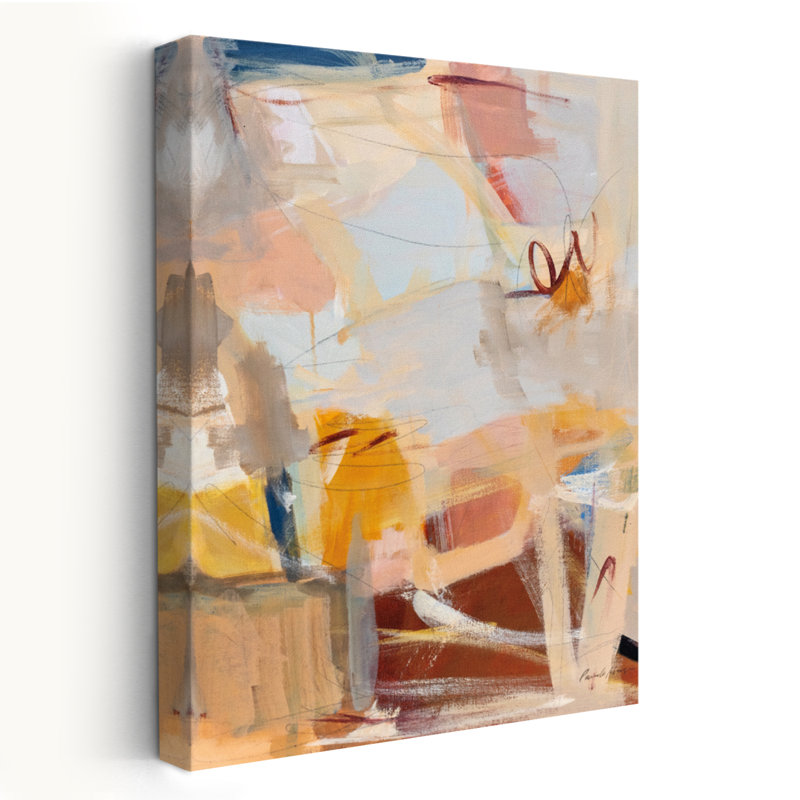 Cowgirl - Abstrait beige bleu brun, H 24 po x l 16 po