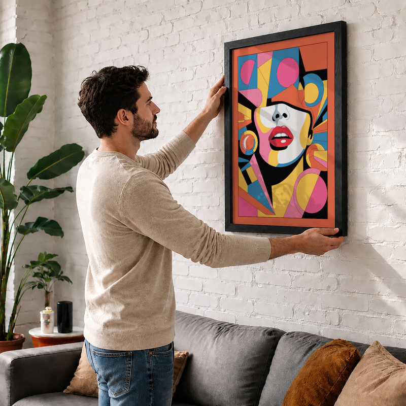 Geometric Portrait Modern - Framed Print, Unframed, A4 - 29.7 x 21.0 cm