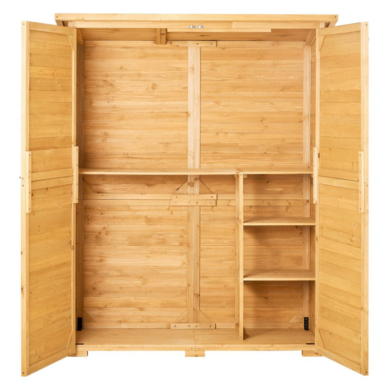 Outdoor Wooden Storage Shed Waterproof Garden Tool Metal Shed 55.12x67.52 inch