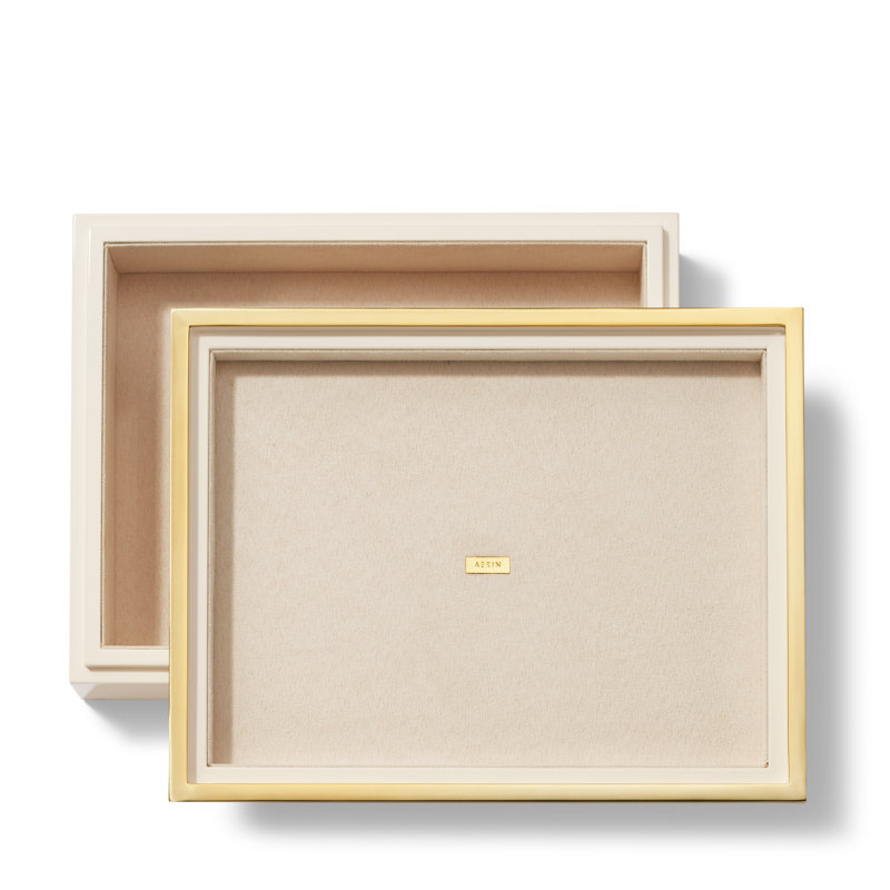 Petite boîte en laque Piero, crème, H 2,9 po x l 7,6 po x P 9,7 po