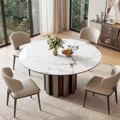 Plateau de table rond moderne en céramique frittée blanche de 53 pouces (plateau de table seulement)