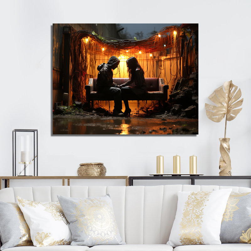 Street Art, Muse romantique - Art mural romantique, H 32 po x l 24 po x P 1 po, Toile tendue