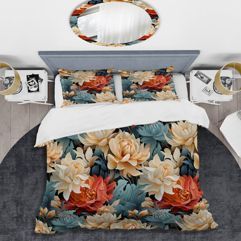 Ensemble de housse de couette Art Nouveau, Housse de couette pour grand lit et 2 taies décor
