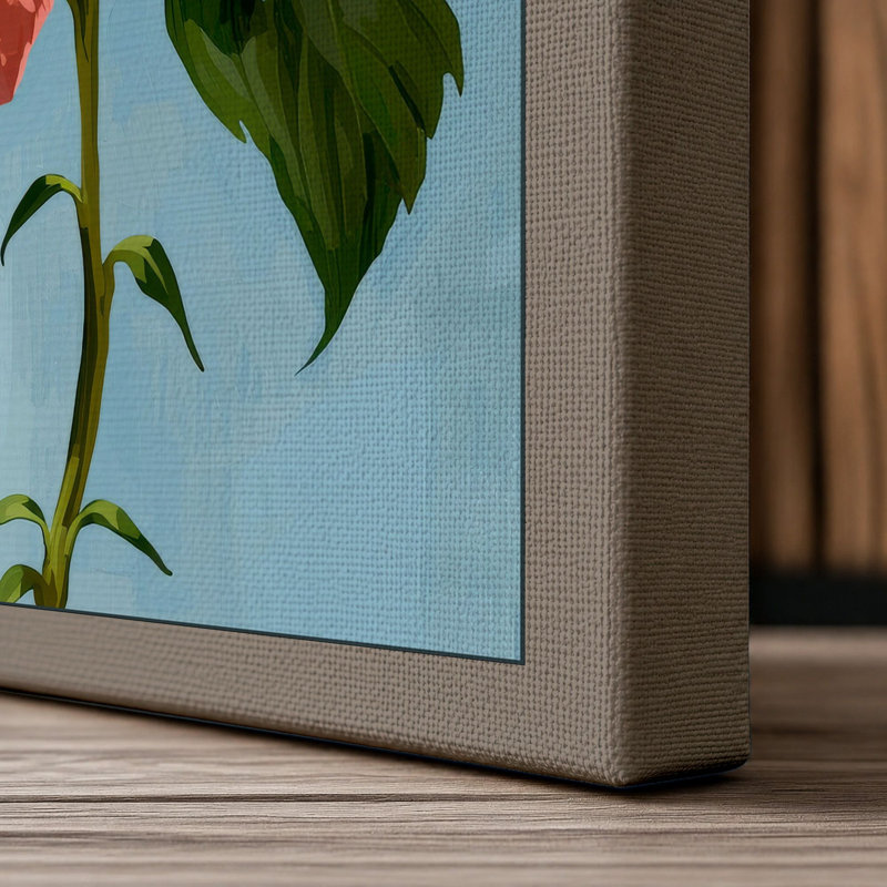 Hibiscus Study Botanical - Wrapped Canvas, 24x16 - 61.0 x 40.6 cm, Taupe Border