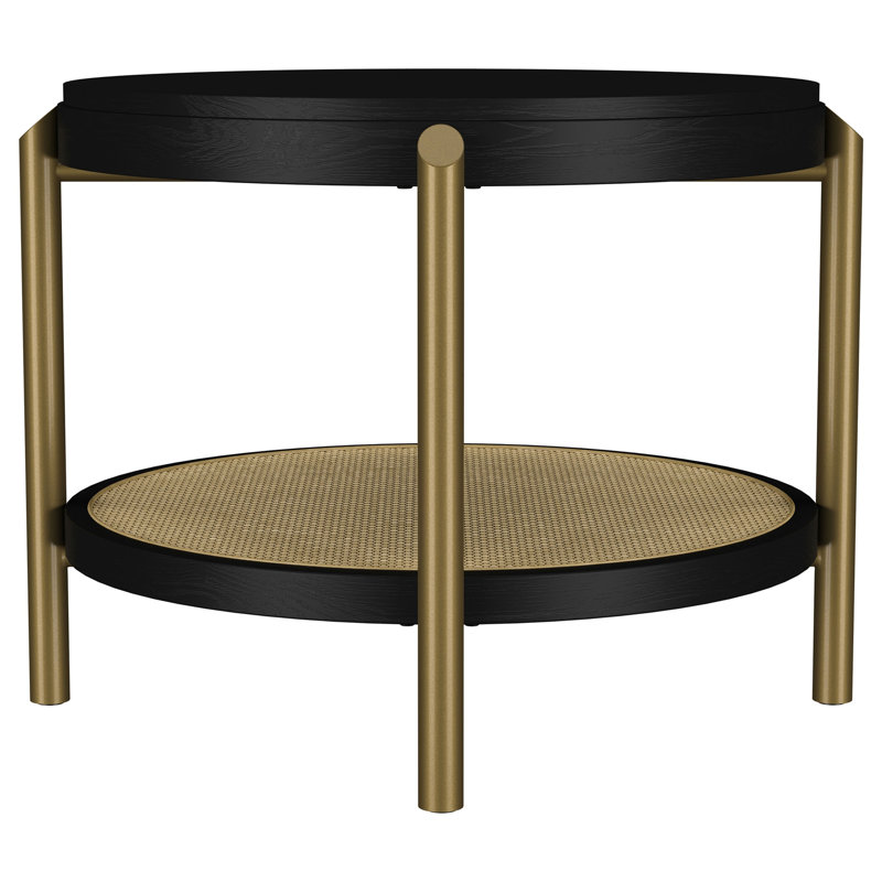 Benson Black Round End Table, Black/Sand