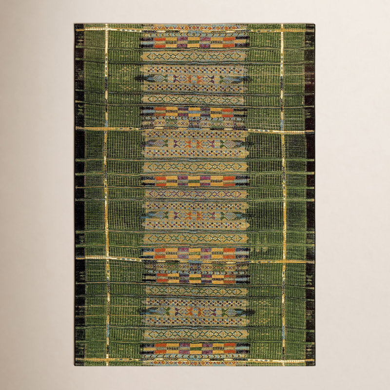 Tapis intérieur / extérieur multicolore Sesena, Rectangle 7 pi 10 po x 9 pi 10 po