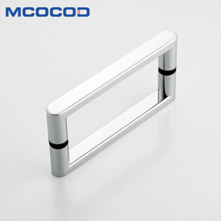 Pinnacle Touch 8" Round Corner Shower Door Handle - Double Sided Pull Bar for 1/4" to 1/2" Thick Glass - Stainless Steel