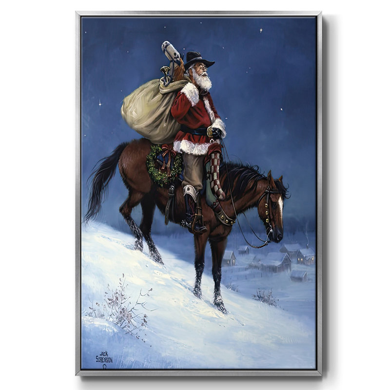 A Cowboy Christmas, reproduction d'art sur toile, H 41 po x l 27 po x P 1,5 po, Argent