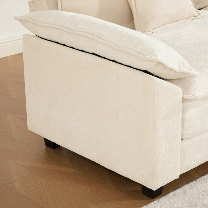 Canapé en chenille 2 places, Beige, H 33,1 po x l 81,9 po x P 30,3 po